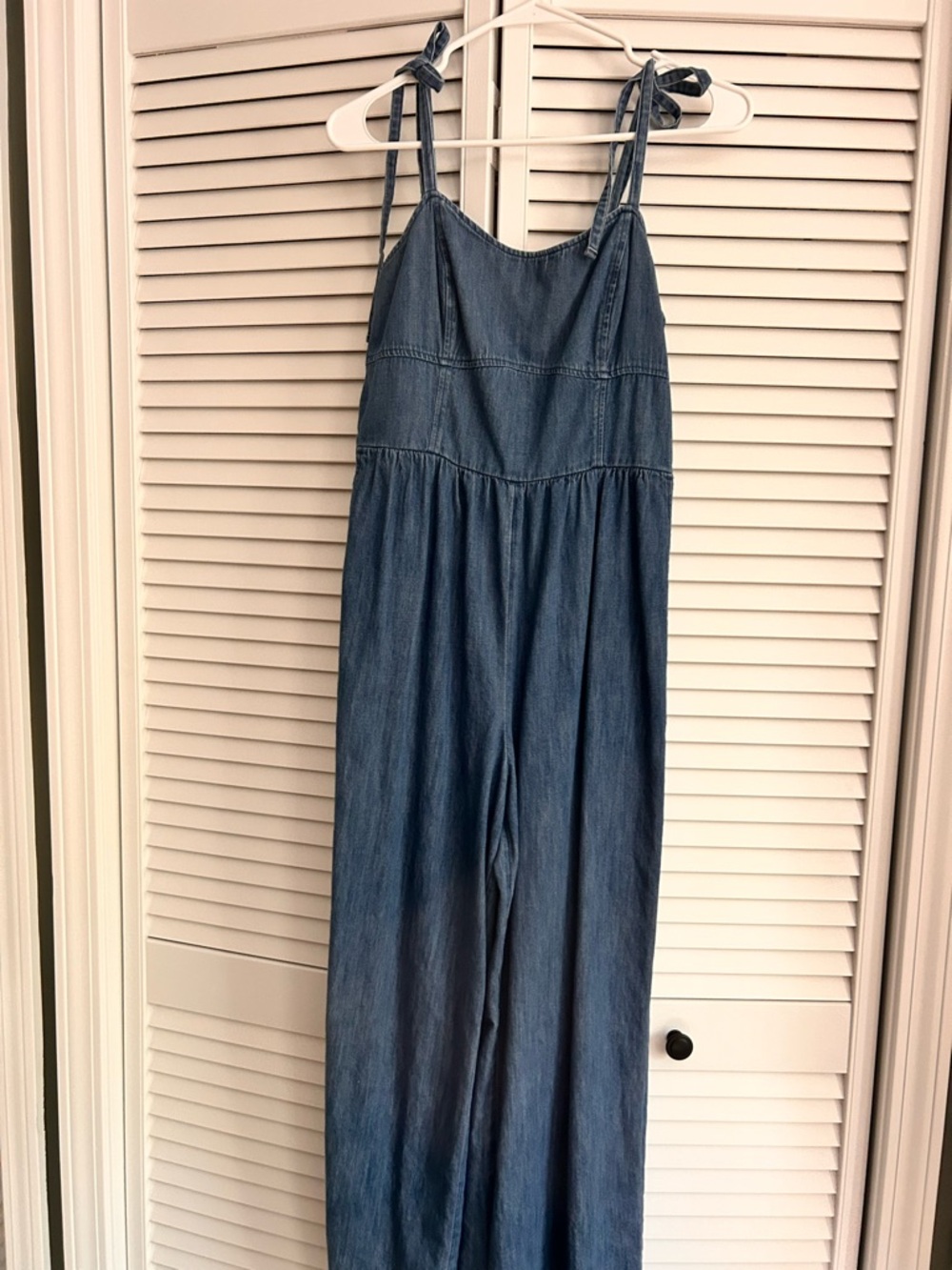 Old Navy Light Blue Denim Tie-Strap Jumpsuit